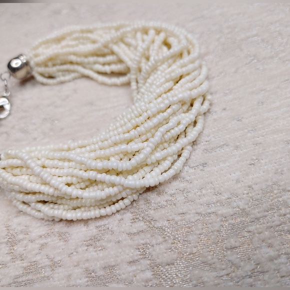 MULTI-STRAND BEAD TWIST BRACELET, BEIGE - Picture 2 of 5